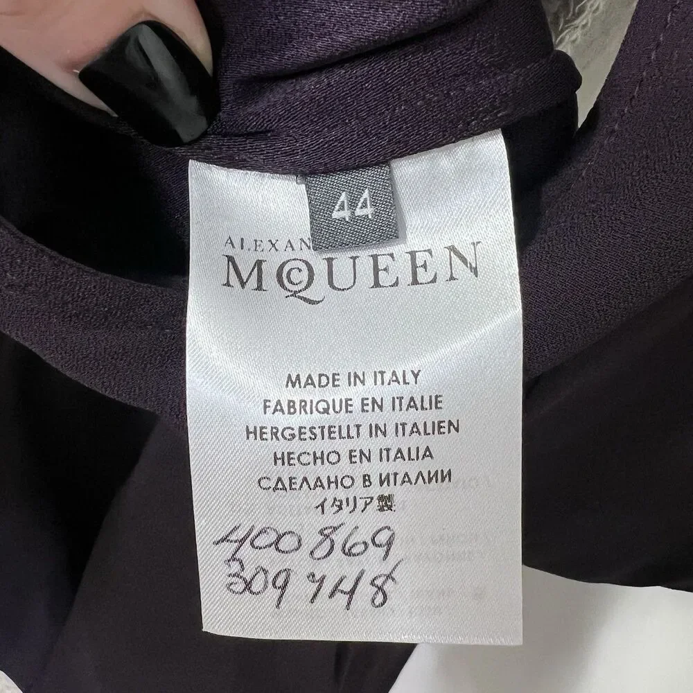 Alexander McQueen Dark Purple Peplum Top IT 44 Sleeveless Designer Blouse Italy